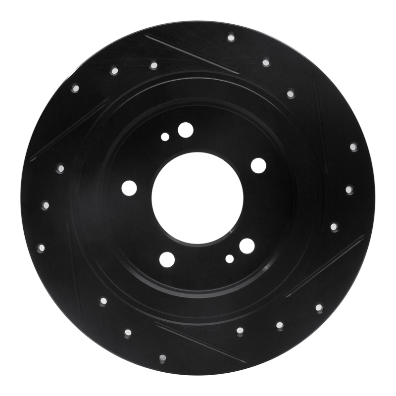 Hyundai Kona Brake Rotor (1) - Rear Left - R1 Concepts - Drilled & Slotted - Black - `13-`25